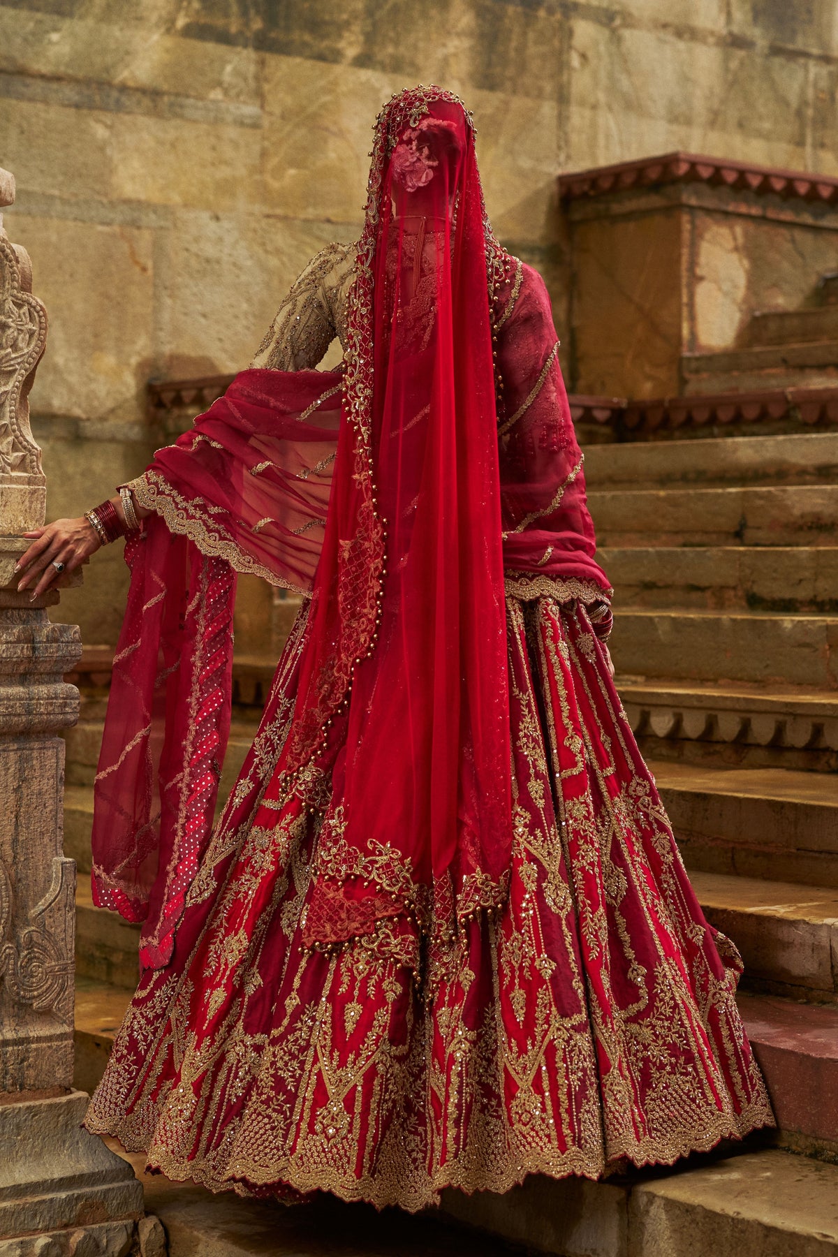 Red Maroon Lehenga Set