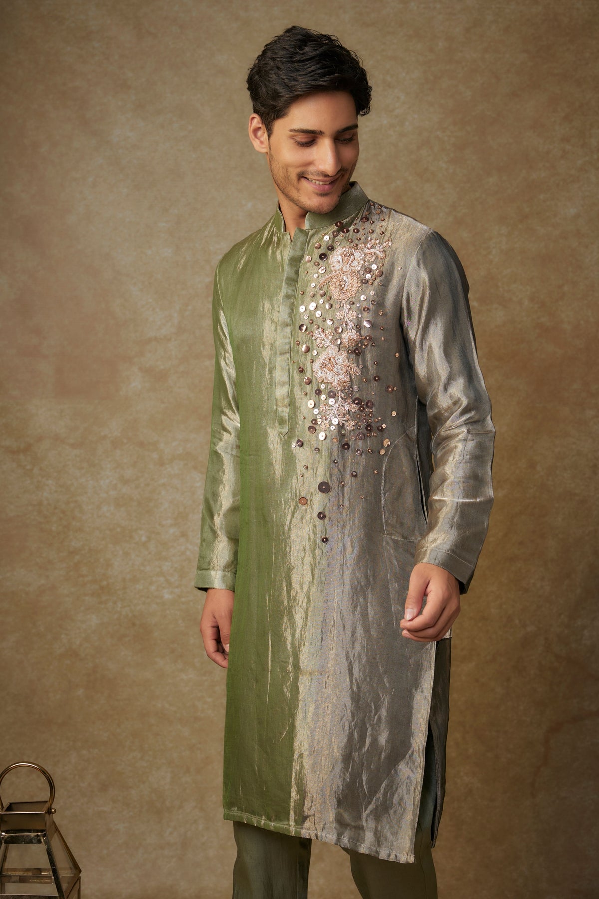 Green Black Embroidered Kurta Set