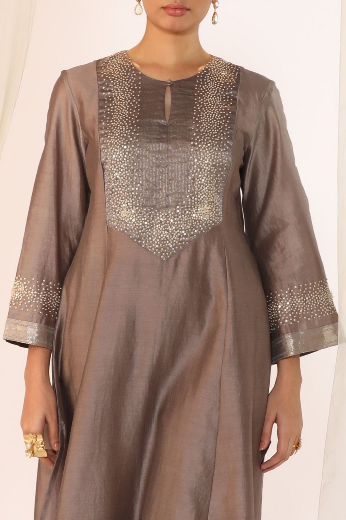 Dove Grey Embroidered Kurta