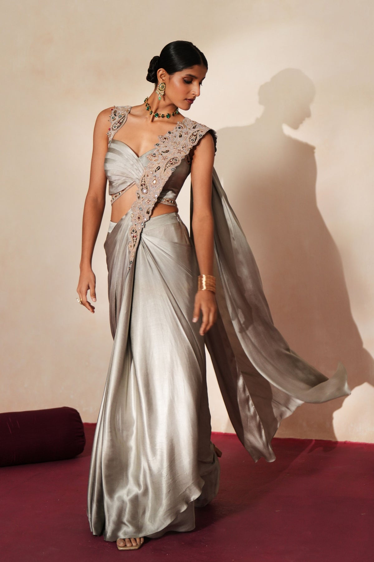 Raja Noor Pre Draped Saree Set