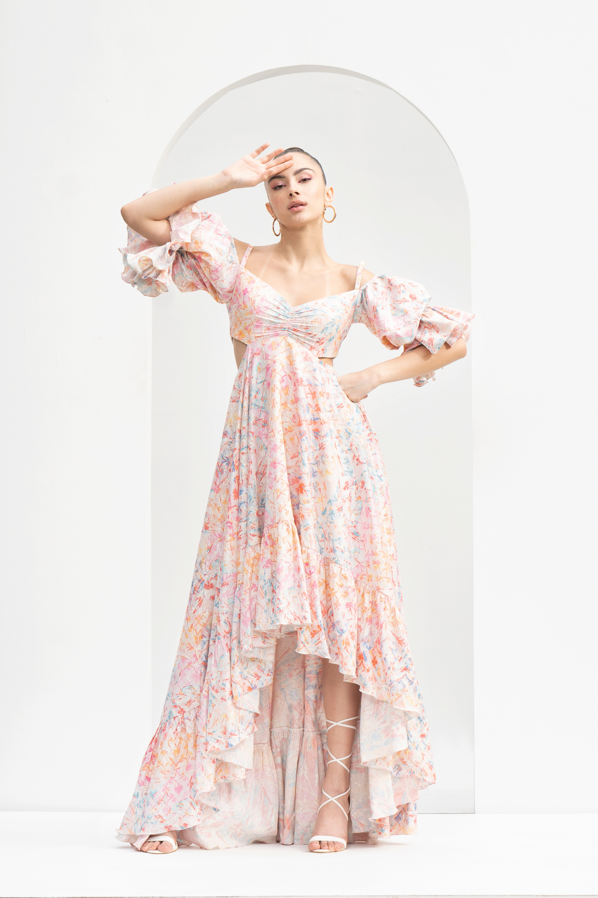 Leaf Magic Printed High Low Dress
