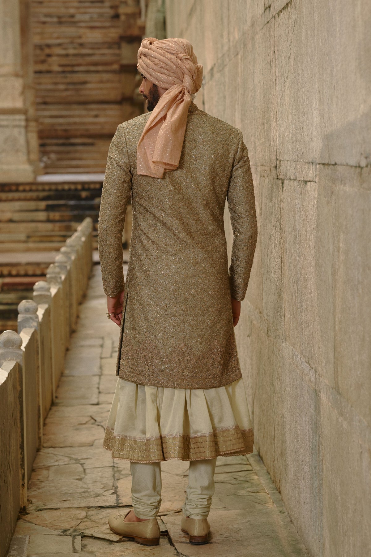 Olive Green Sherwani Set