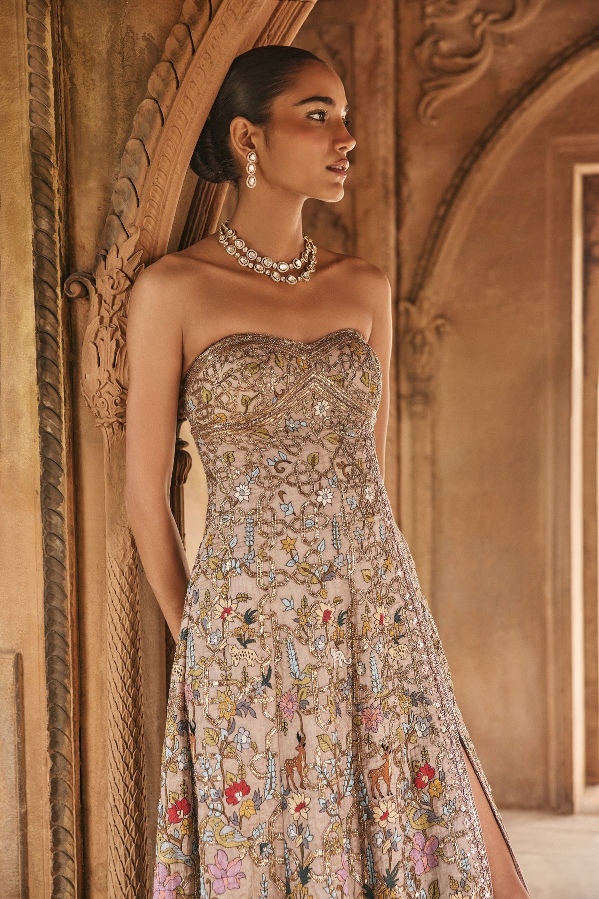 Embroidery Mauve Gown