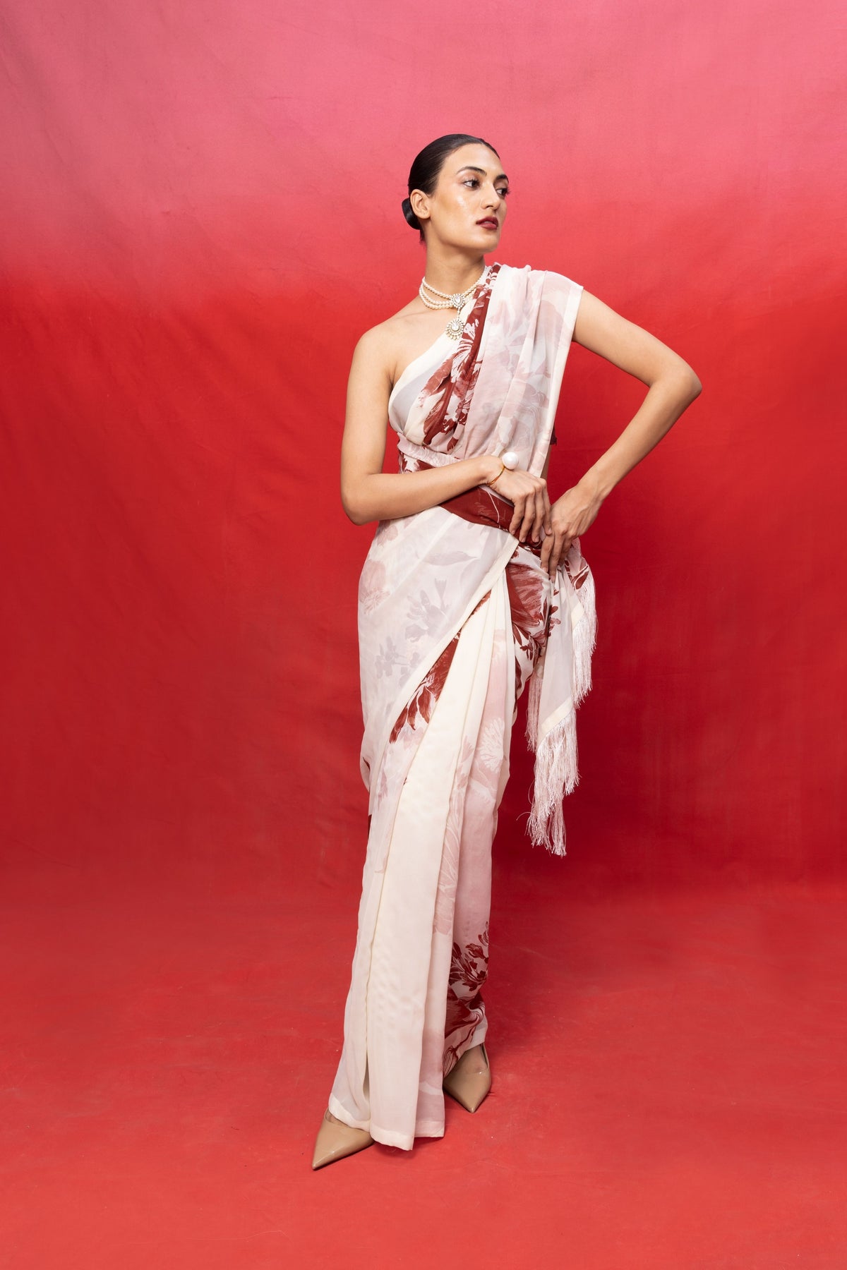 Handwoven Ivory Georgette Saree