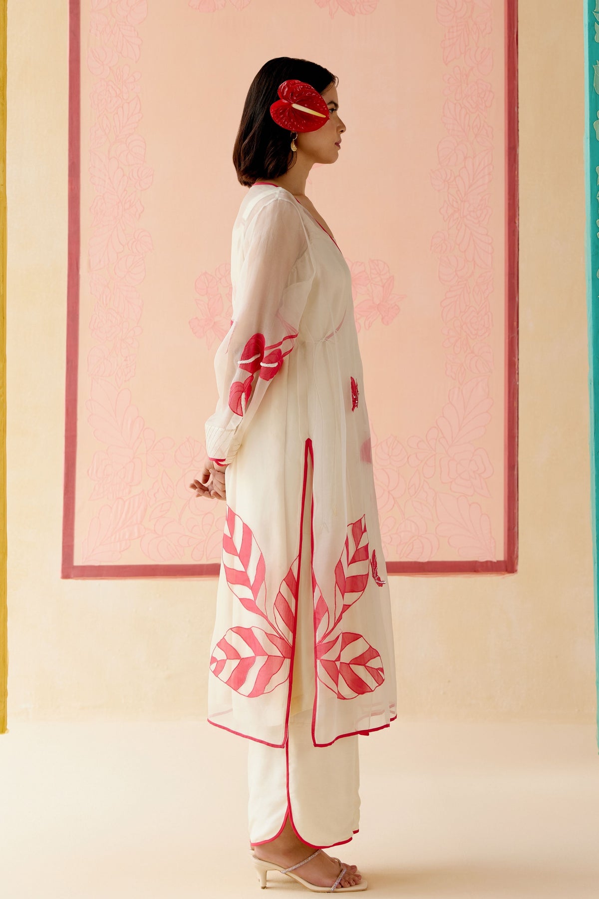 Ivory Silk Organza Kurta Set