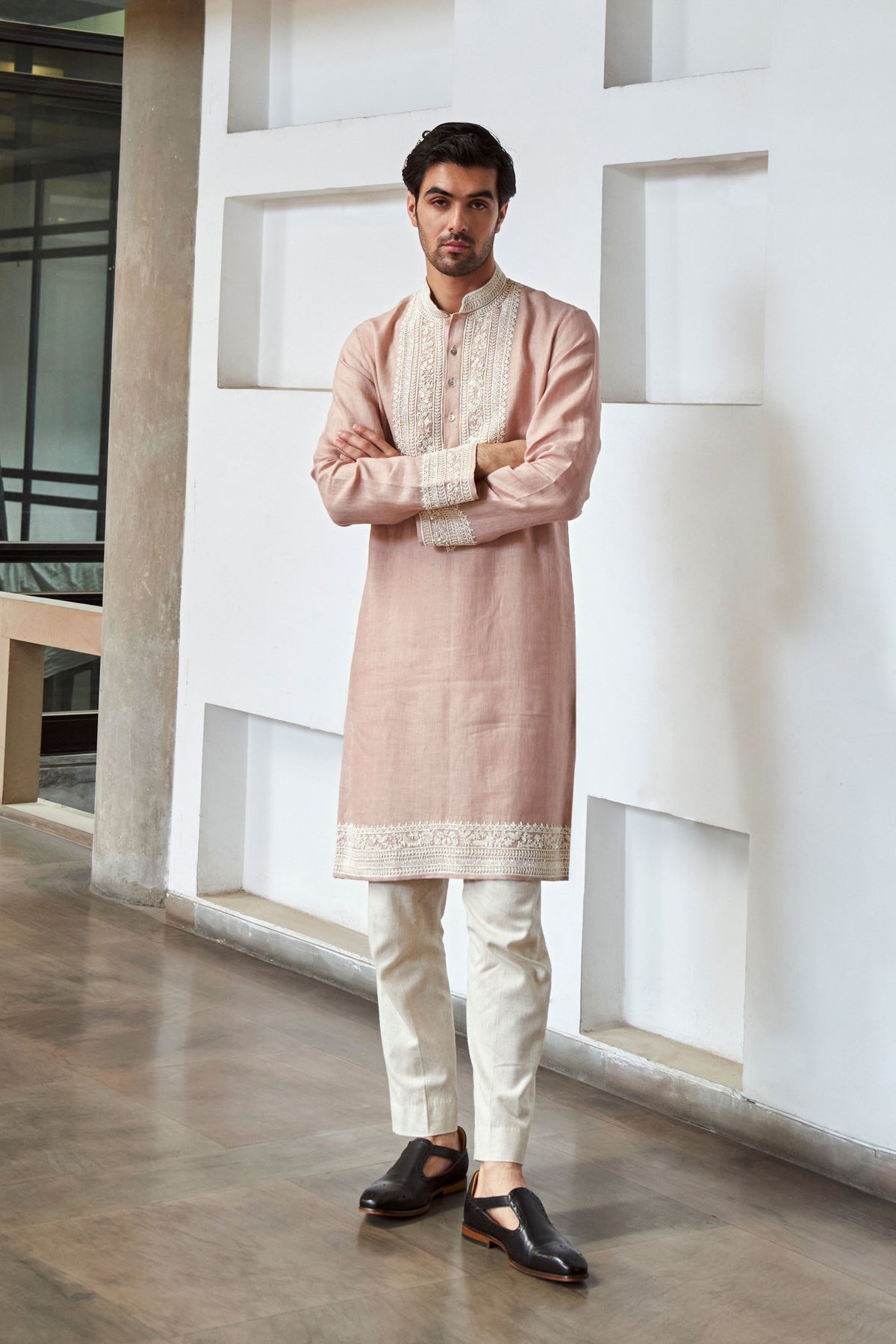 Ivory Pink Royal Nizam Kurta