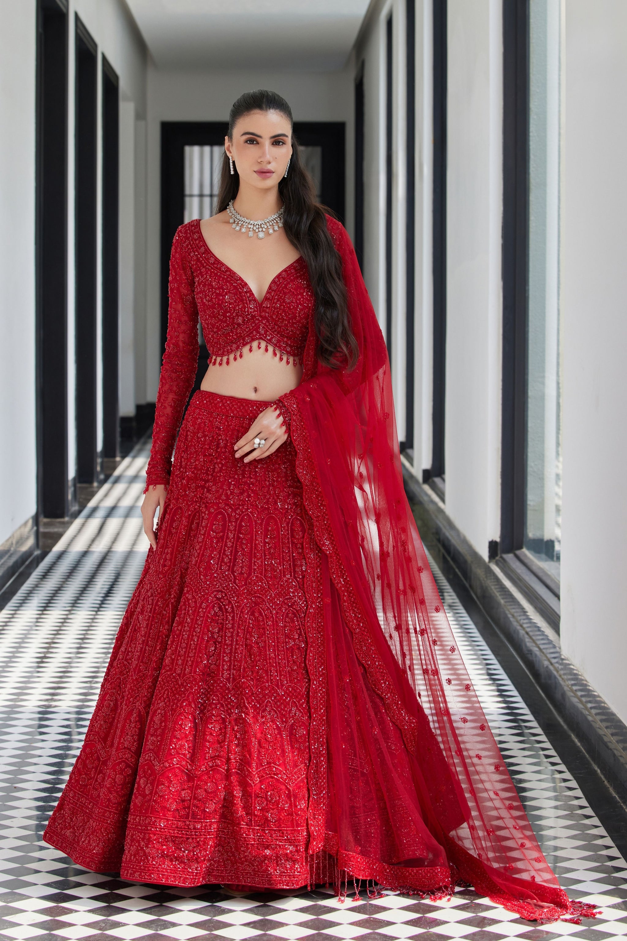 bride in red dress Nothing like a traditional for a desi bride Heres some bridal inspiration for my 2023 Brides , Makeup: @sanaxzaid , Hair: @zainahussain , Jewelry: @odhna , Dress: @zaricanadaofficial arranged divine deer Red Wedding Dresses,Wedding Dress with