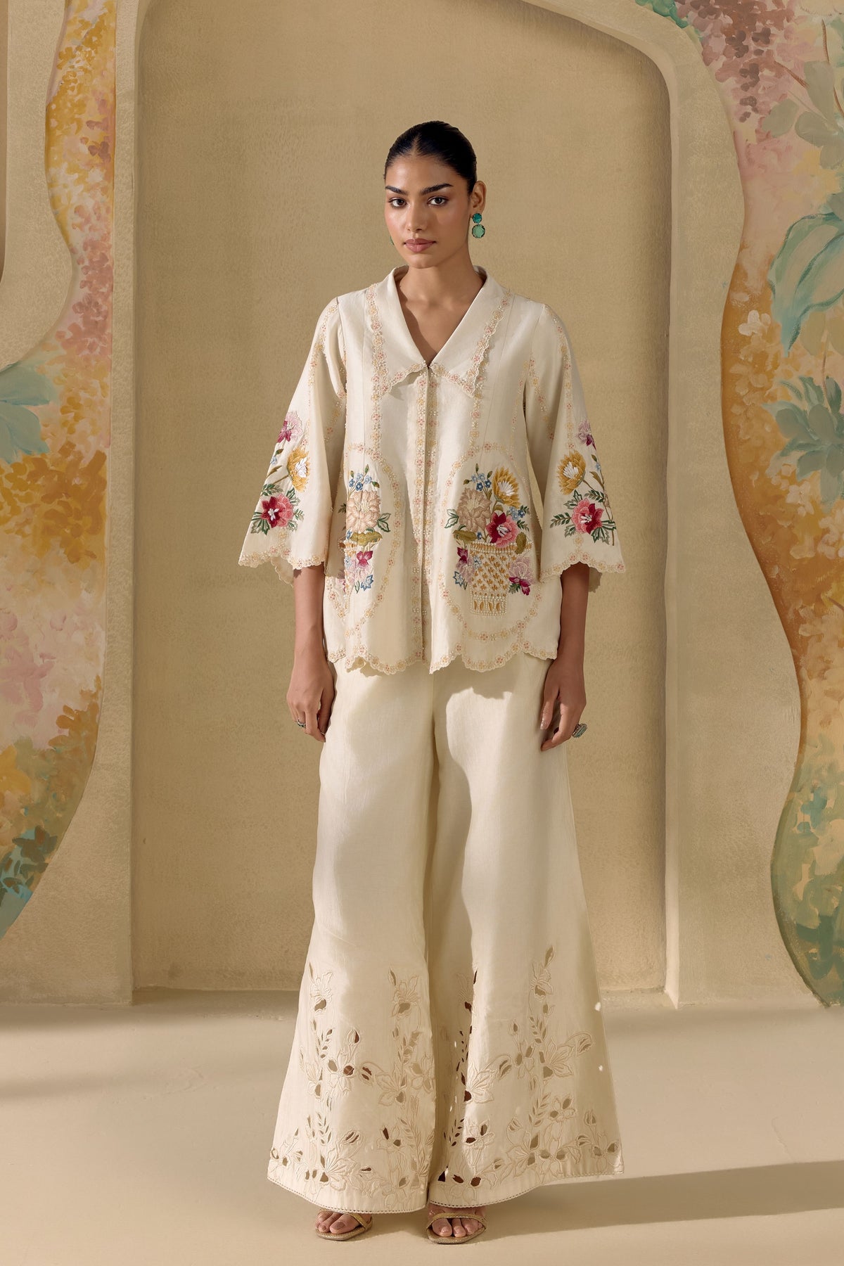 Ivory Floral Cordwork Jacket