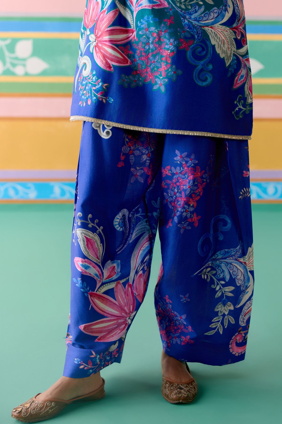 Teal Paisley Kurta Set
