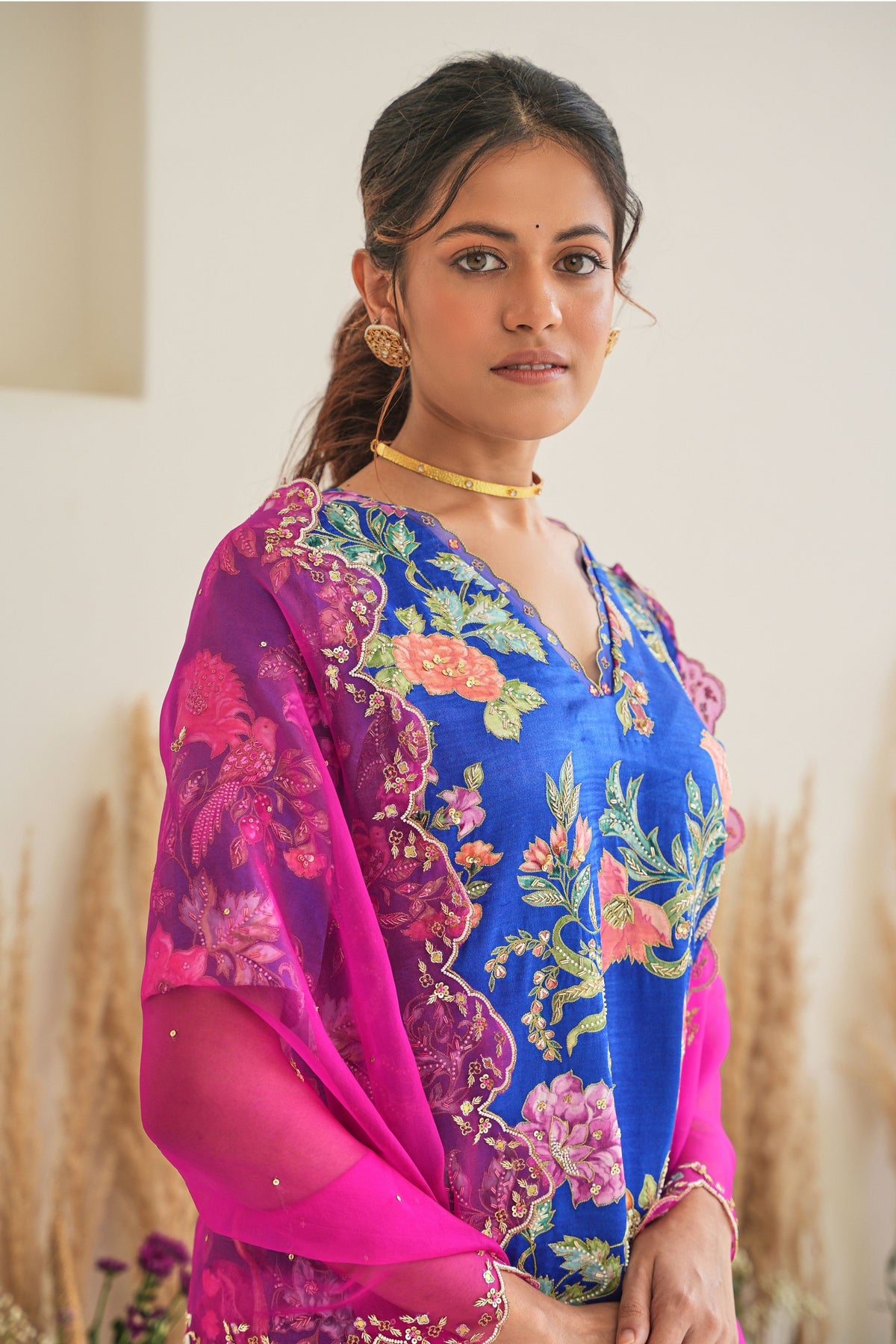 Fiza Sharara Set in Royal Blue With Dupatta