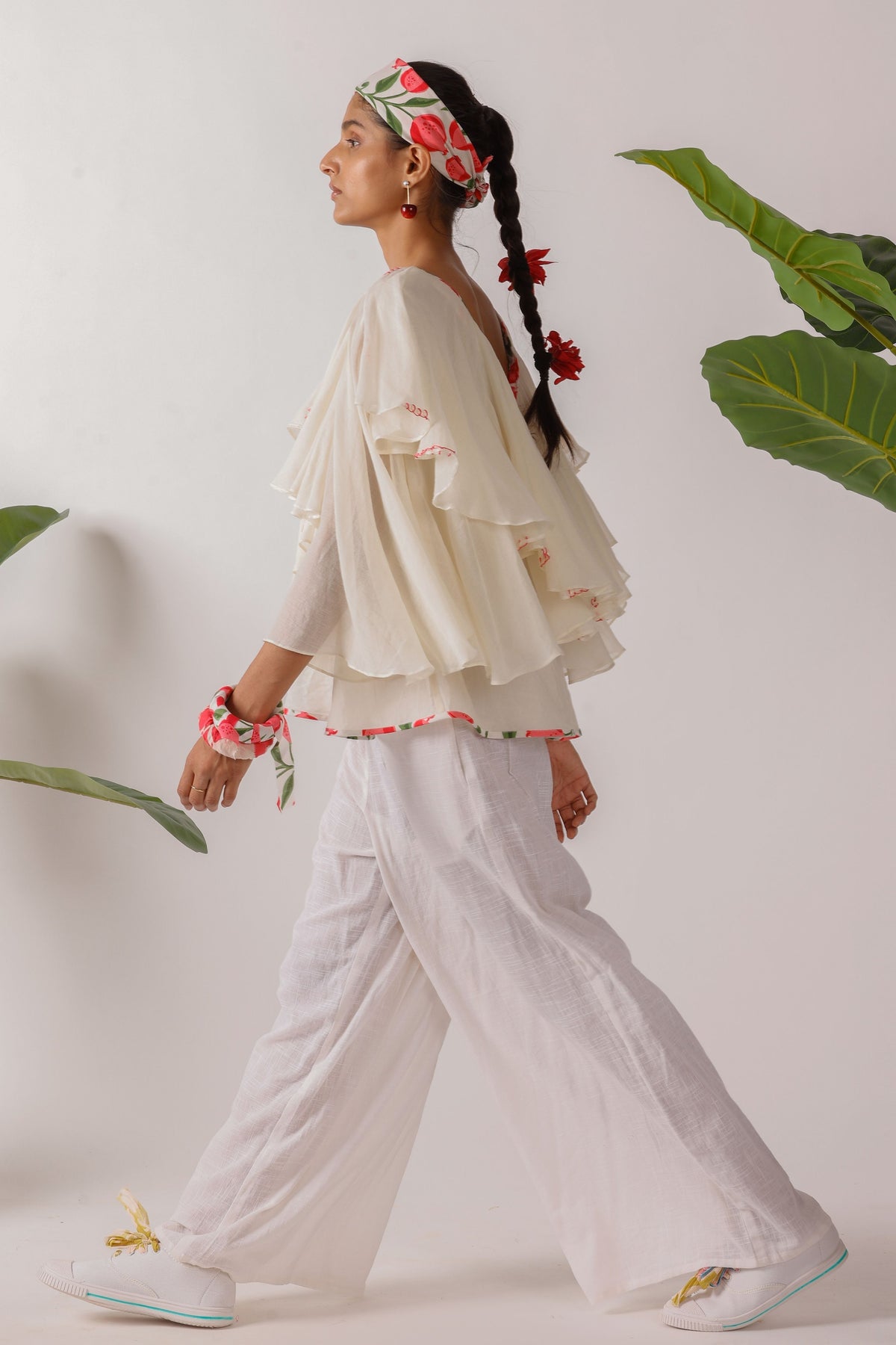 Ribbon Embroidery Ruffle Top