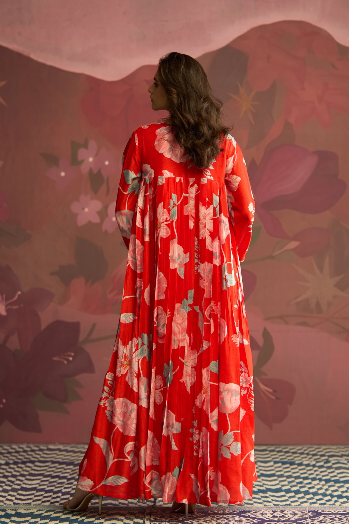 Red Bloom Anarkali