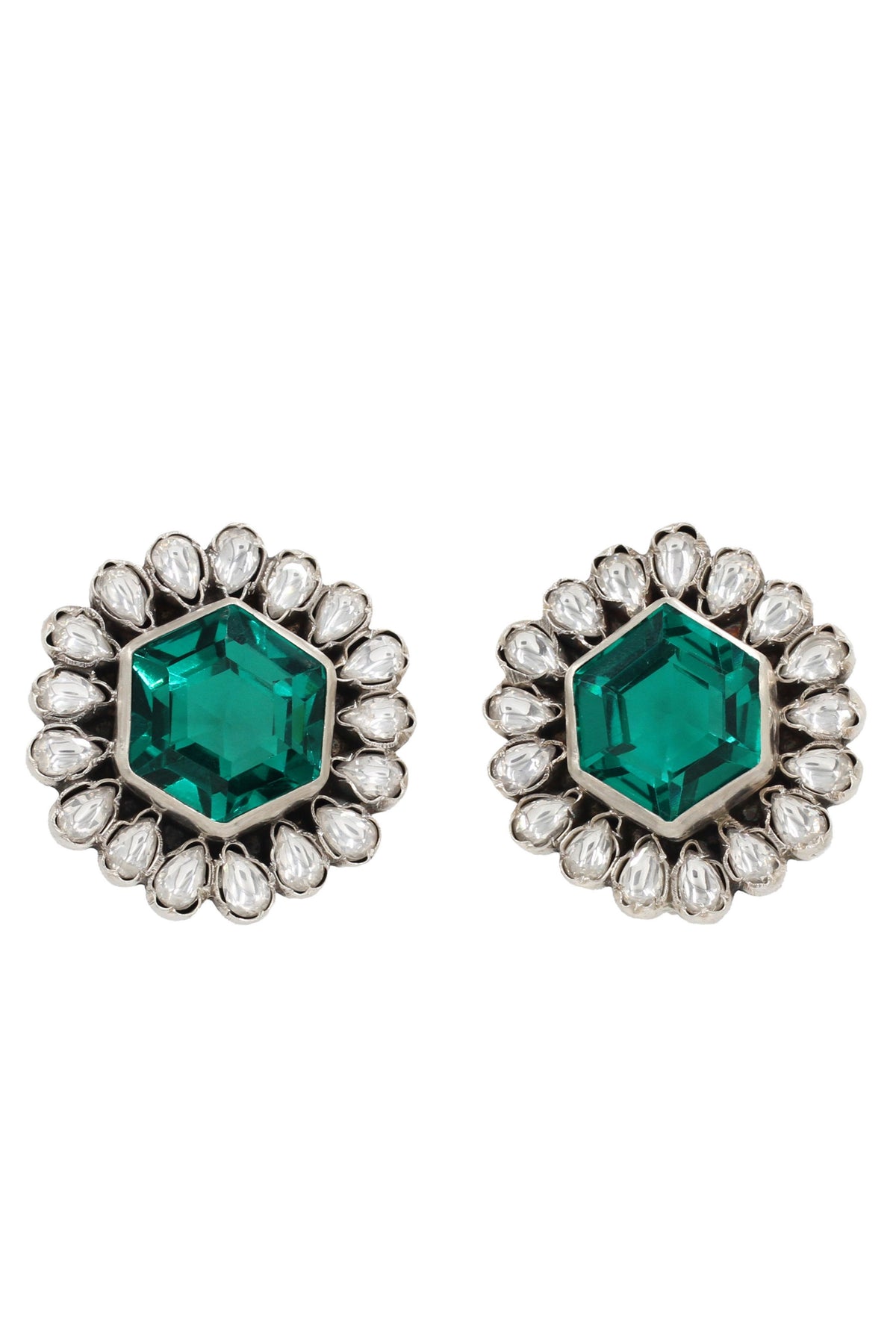 Green Earrings in Silver