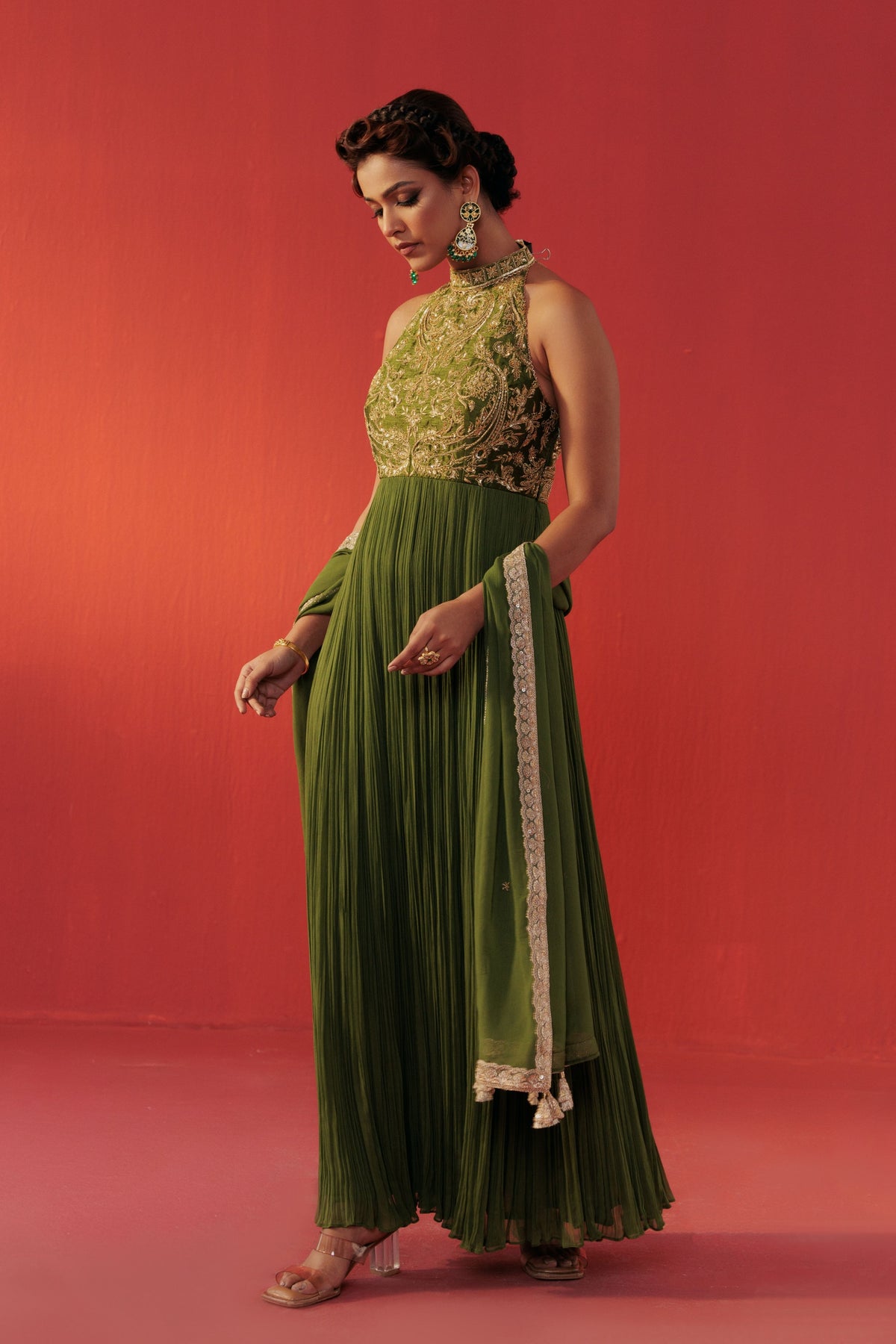 Olive Green Dolly Anarkali