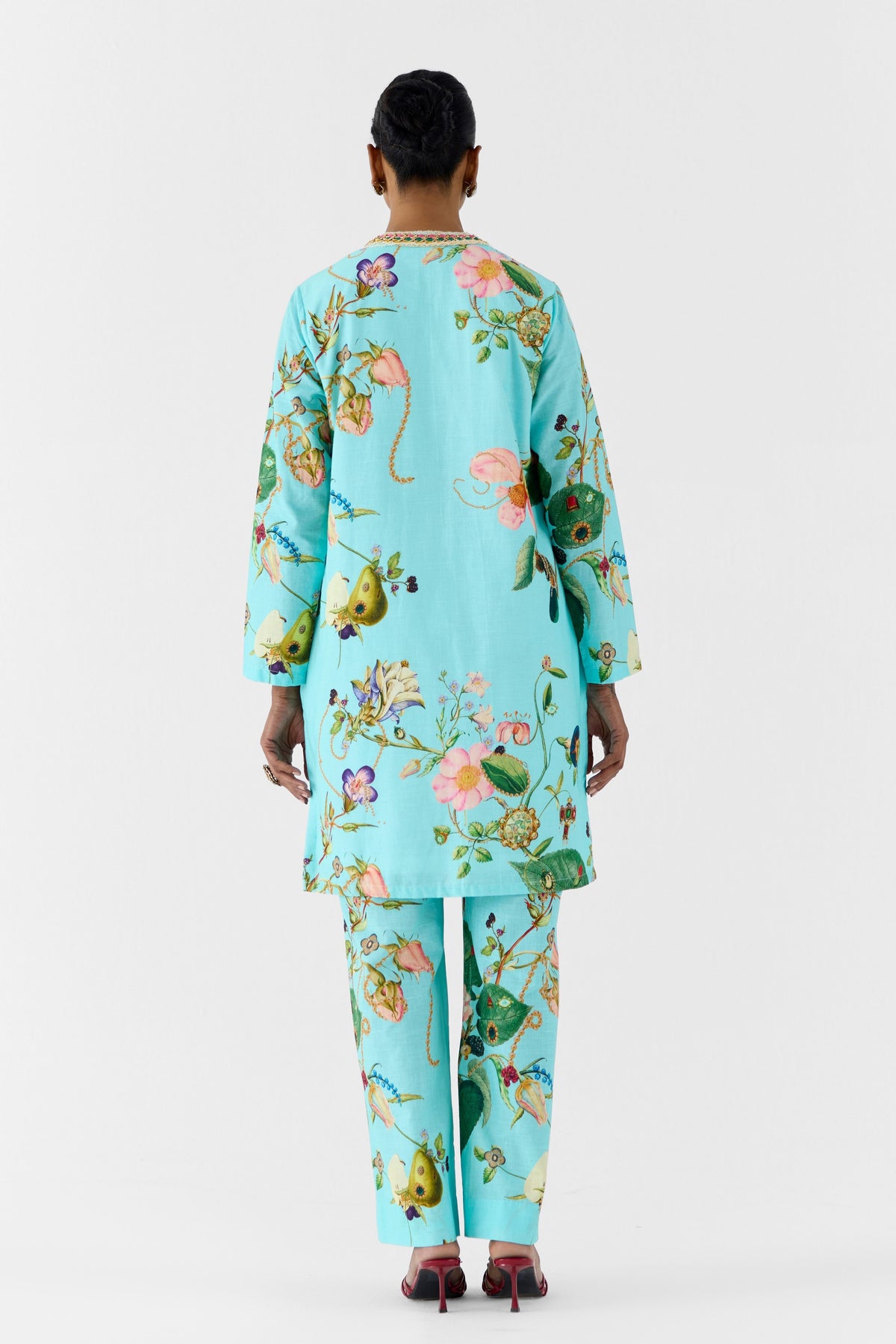 Blue Blossom Stonework Kurta Set