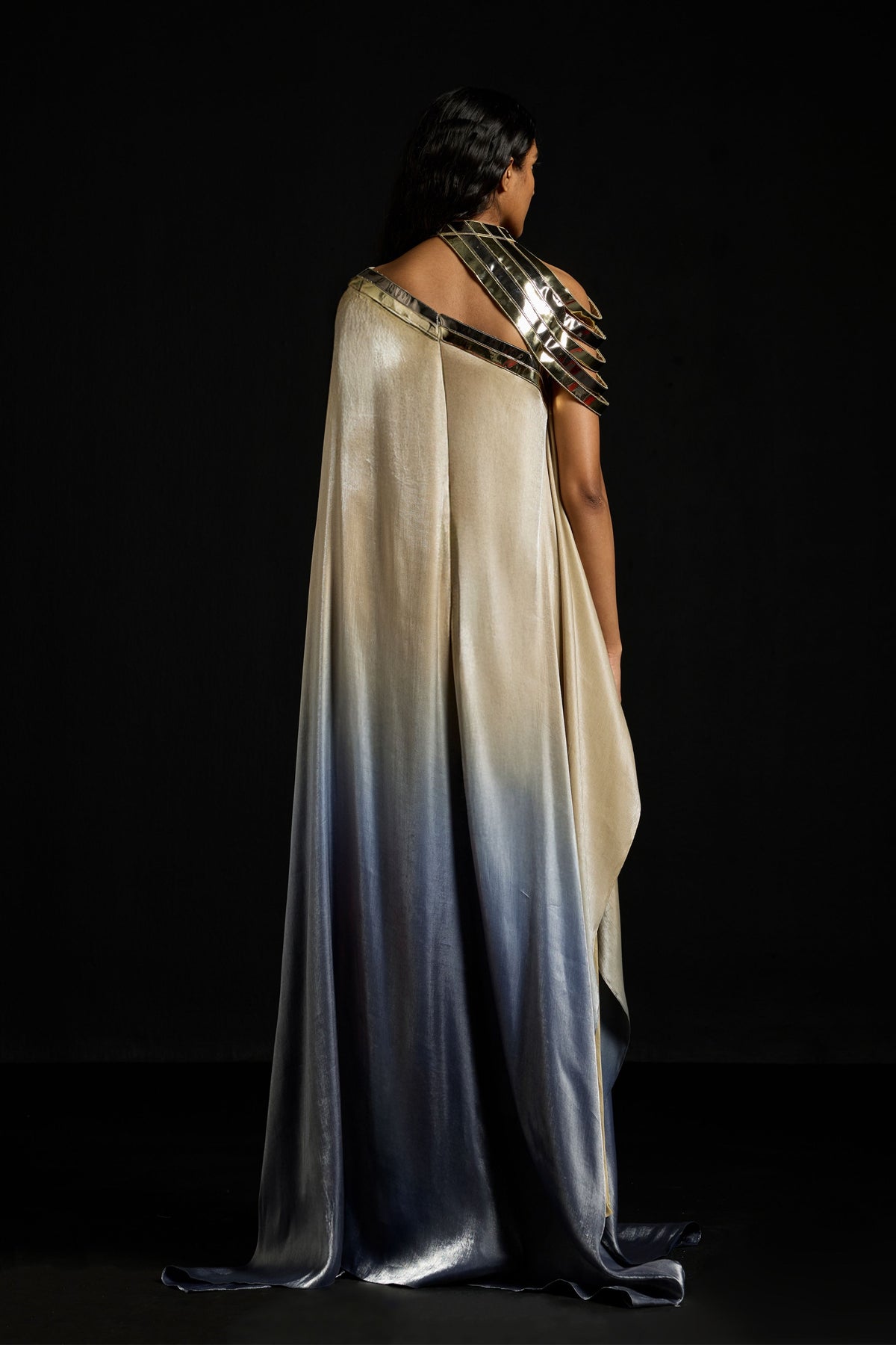 Metallic Yoke Asymmetric Kaftan