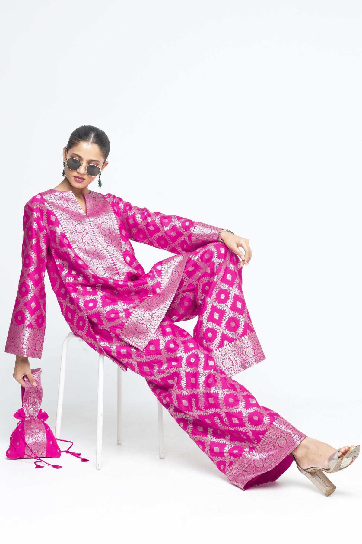 Heera  Jaal Pink Tunic Set