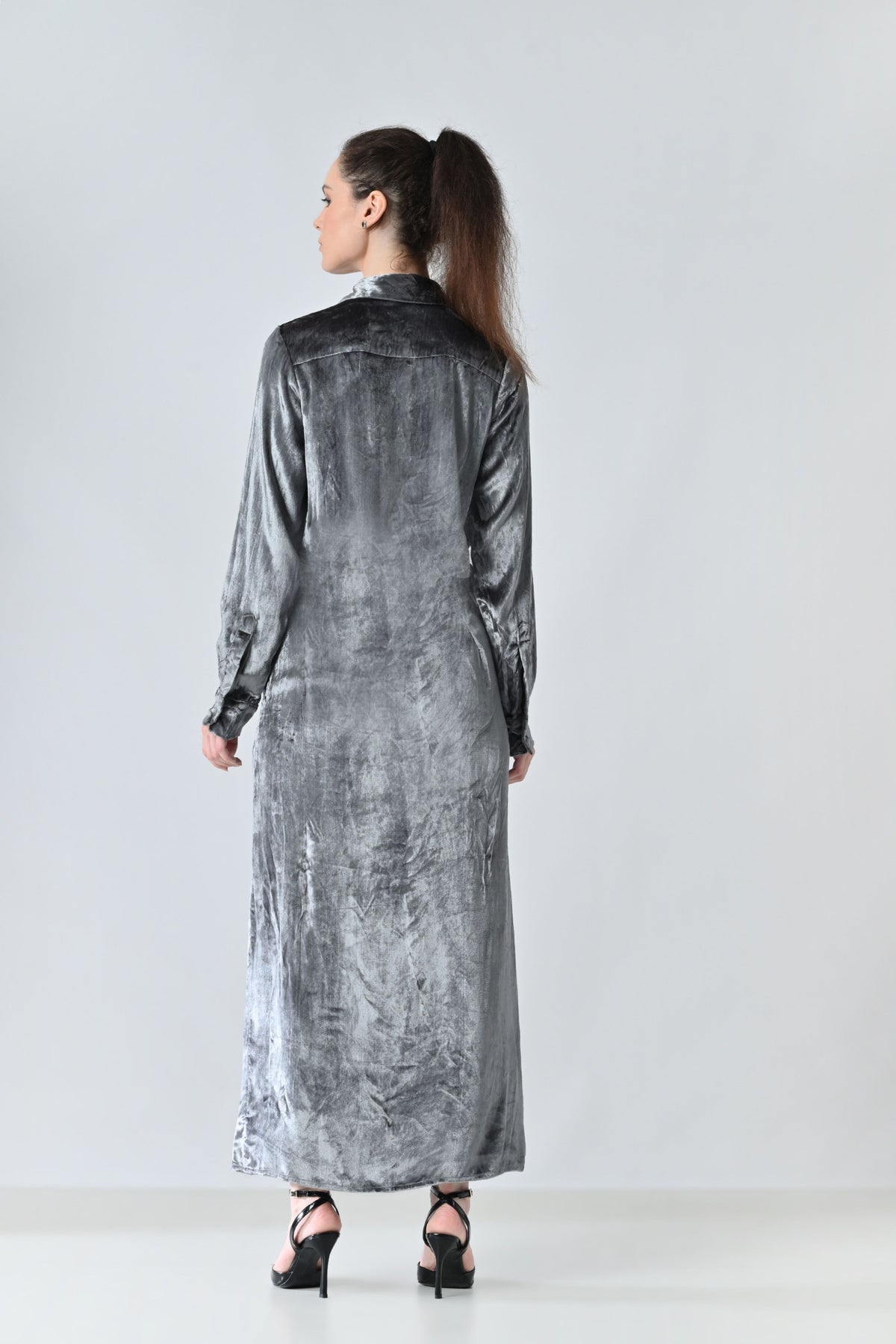 Mercury Grey Sheen Shirt Dress