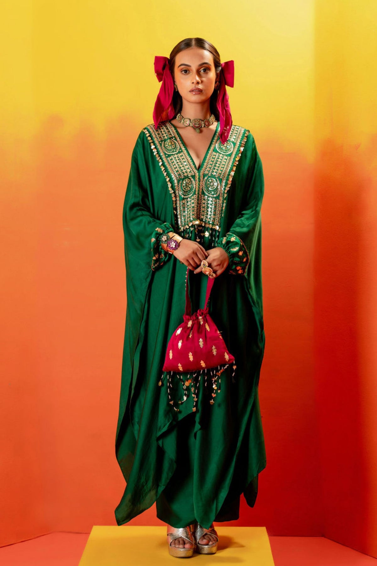 Vani Green Festive Kaftan