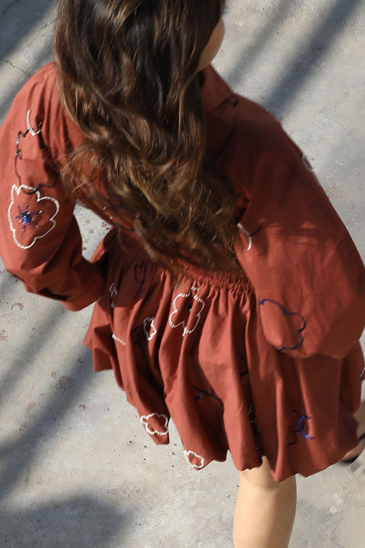 Embroidered Bubble Hem Dress