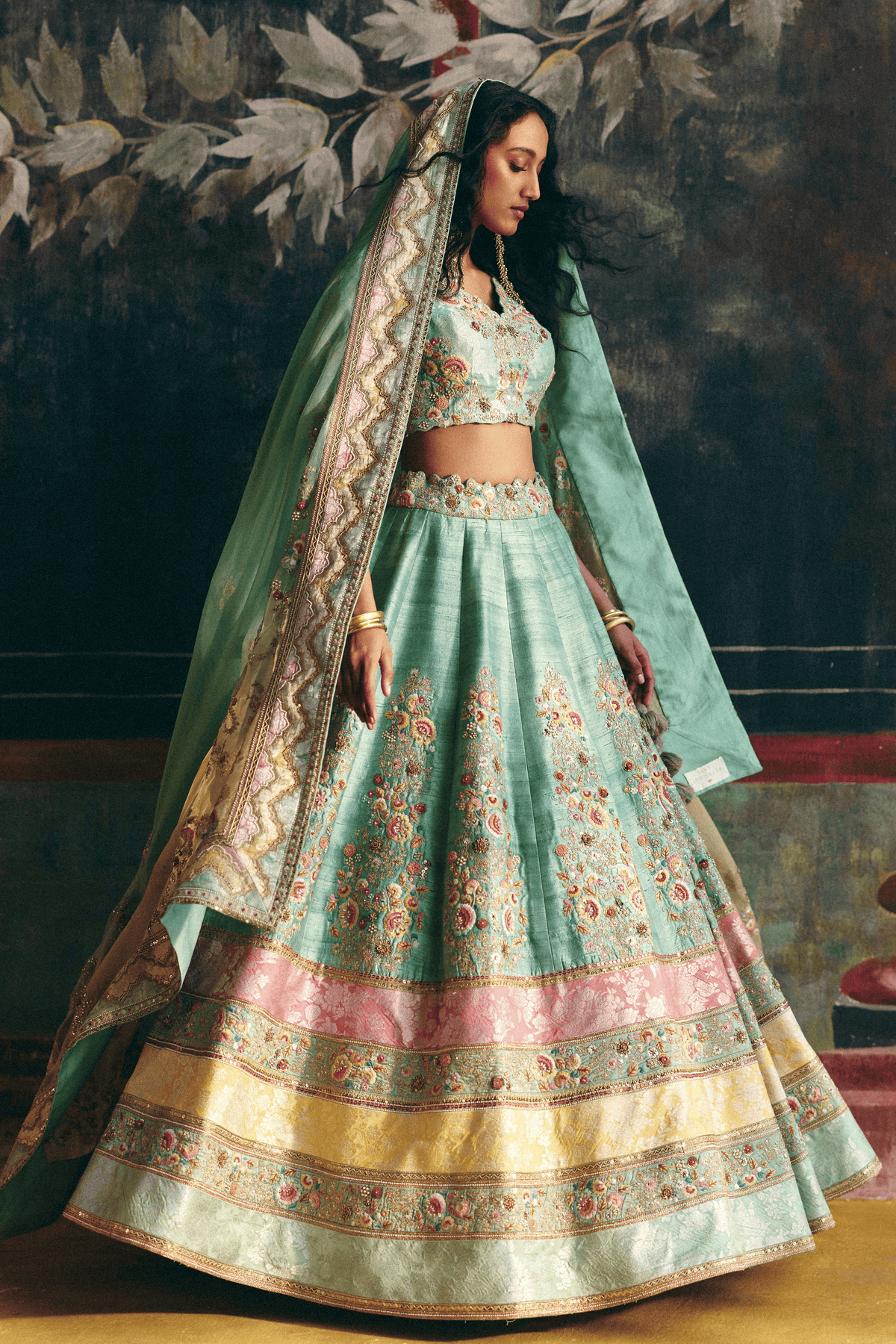 Cyan Lehenga Set