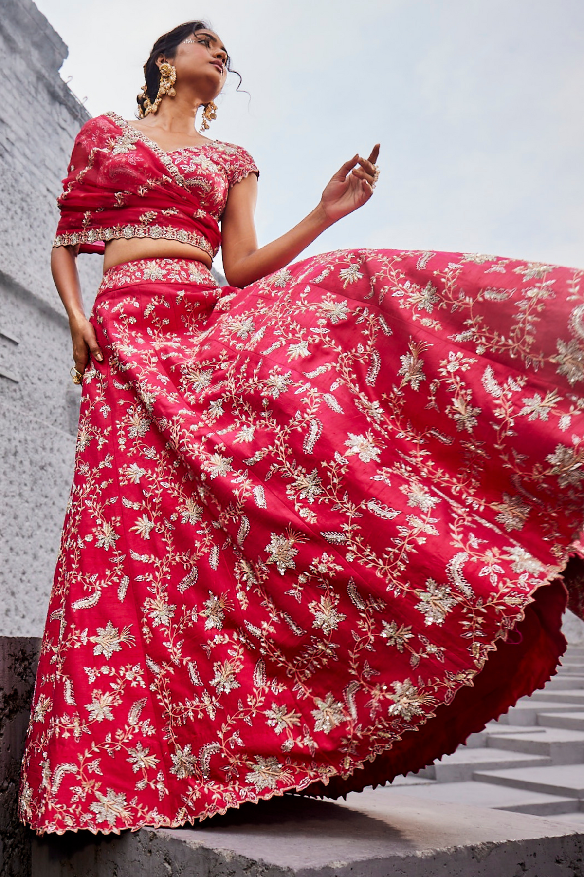 Rani Pink Cutwork Creepers Lehenga