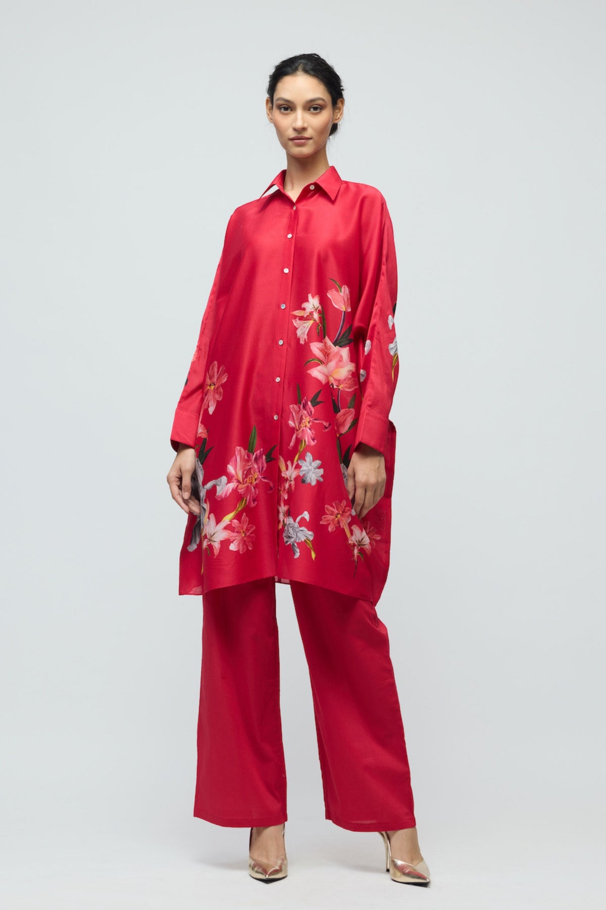 Floral Printed Chanderi Tunic