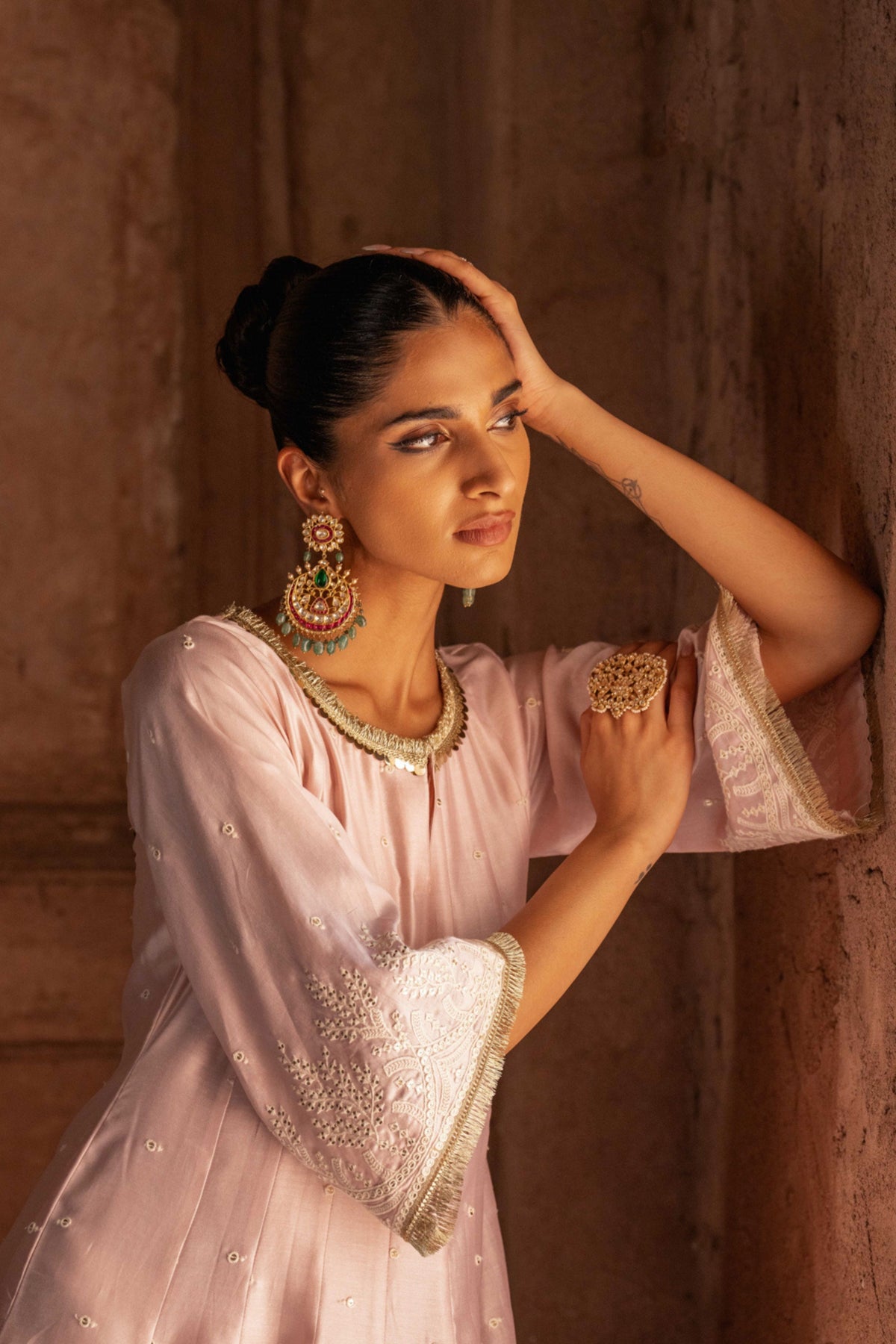 Forest Onion Pink Anarkali Set