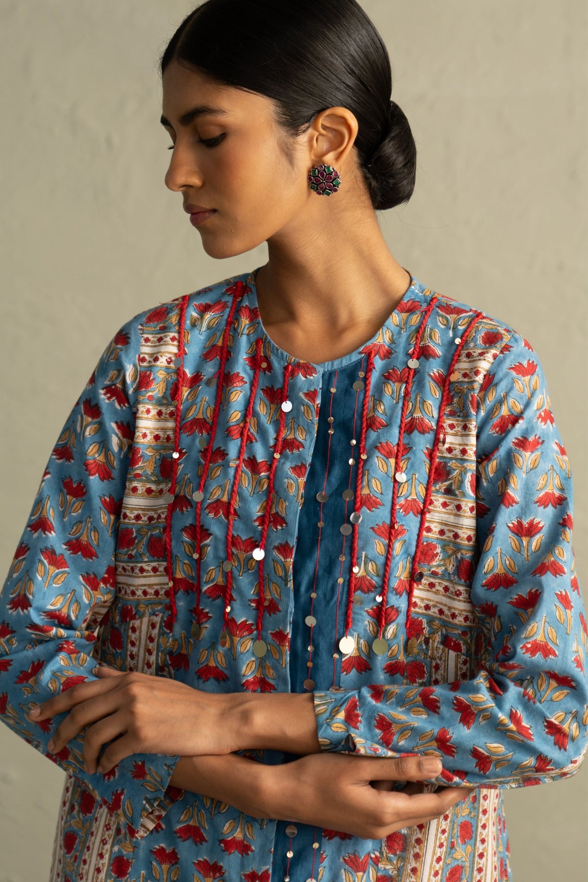 Blue Placket Kurta Set
