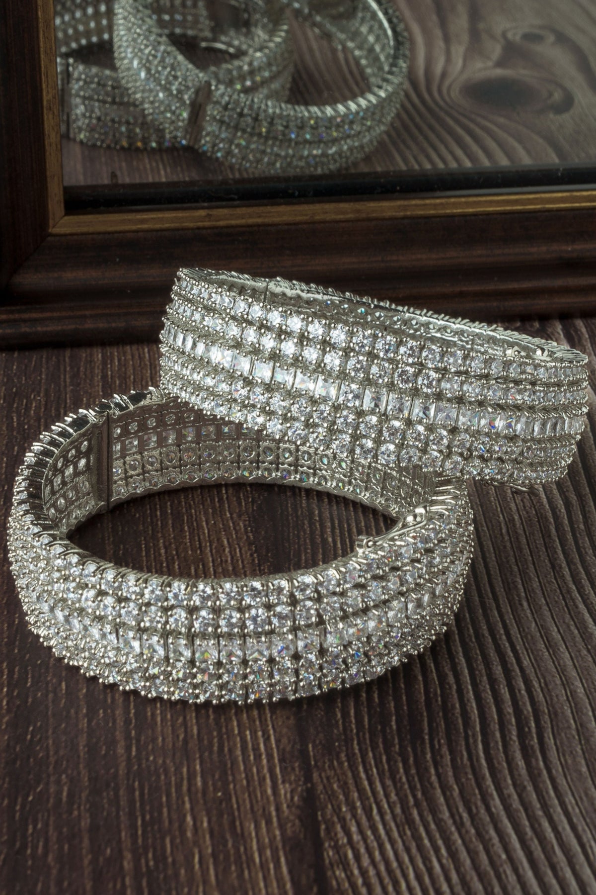 Silver Plated Zircon Bangles