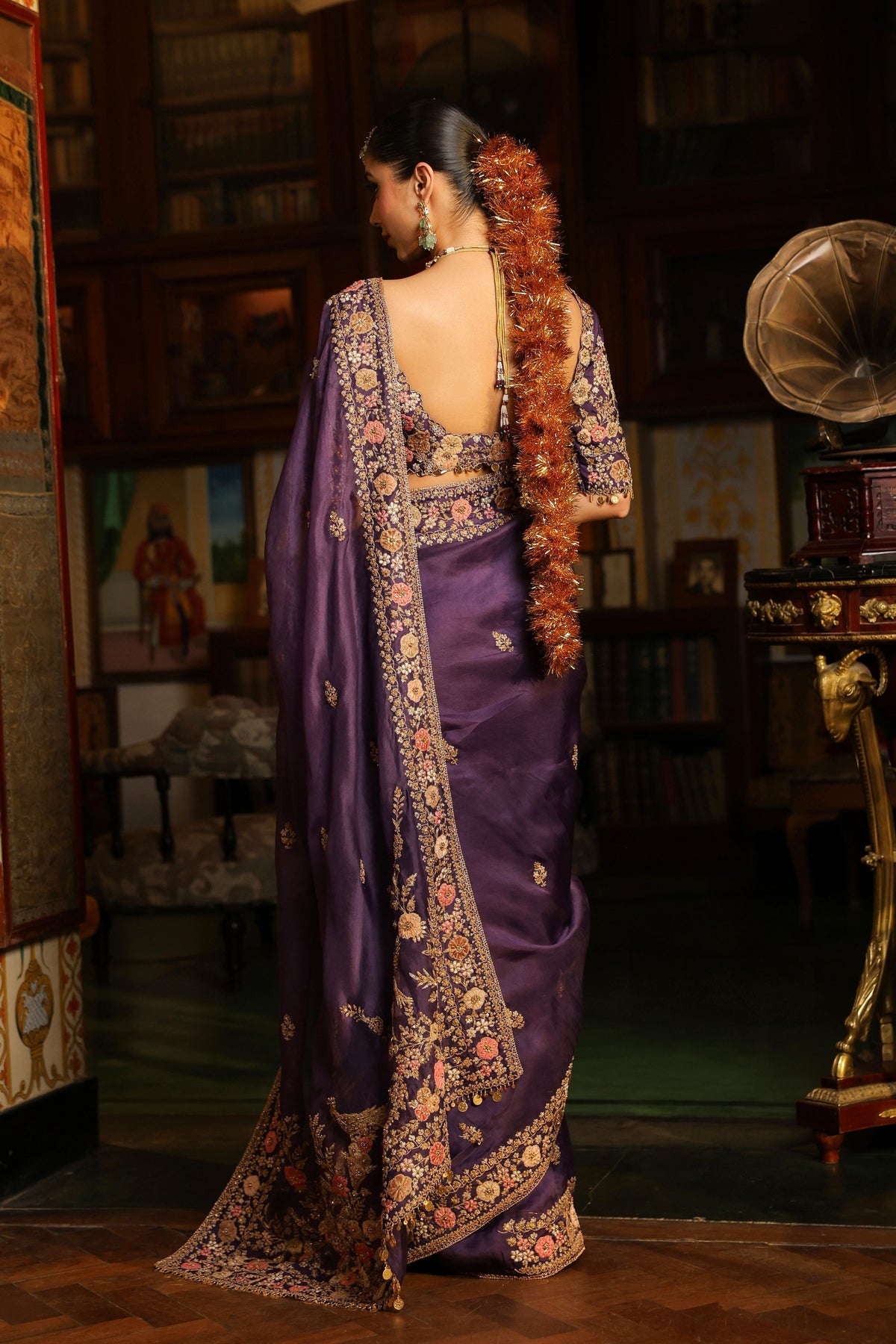 Ahista Purple Mayur Saree Set