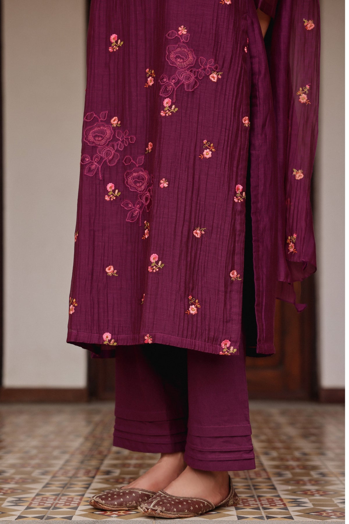 Amethyst Bloom Embroidered Kurta Set