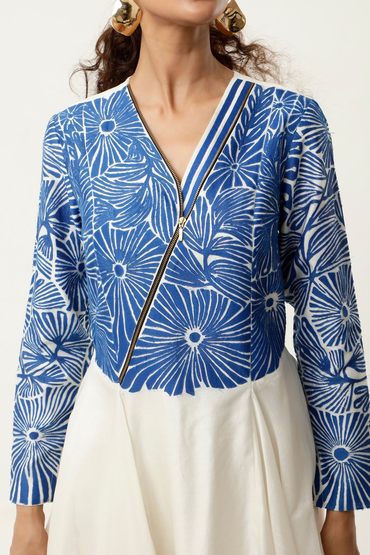 Cobalt Zippered Asymmetrical Co-ord Set