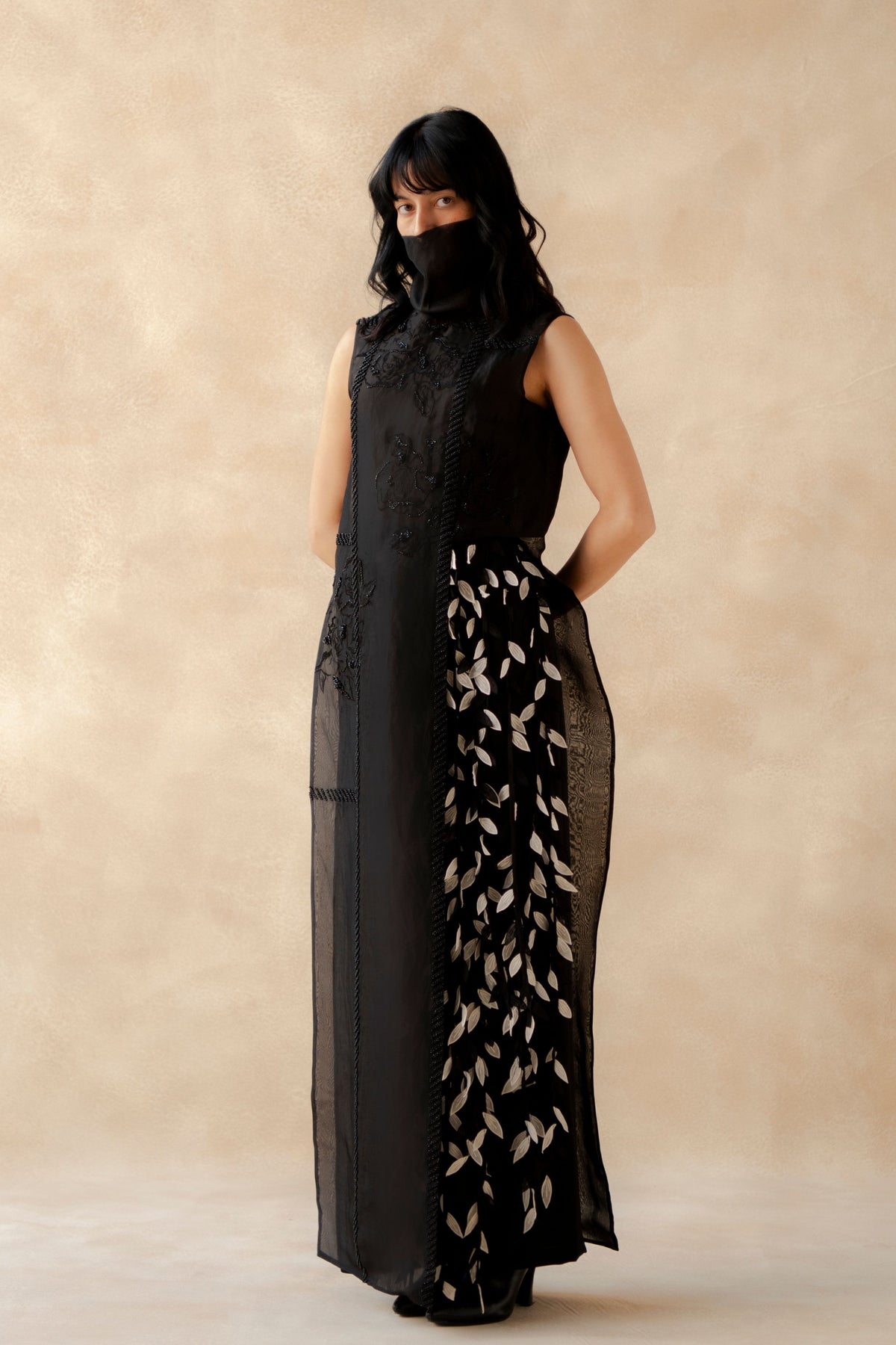 Embroidered Organza Top With Tassel Pants