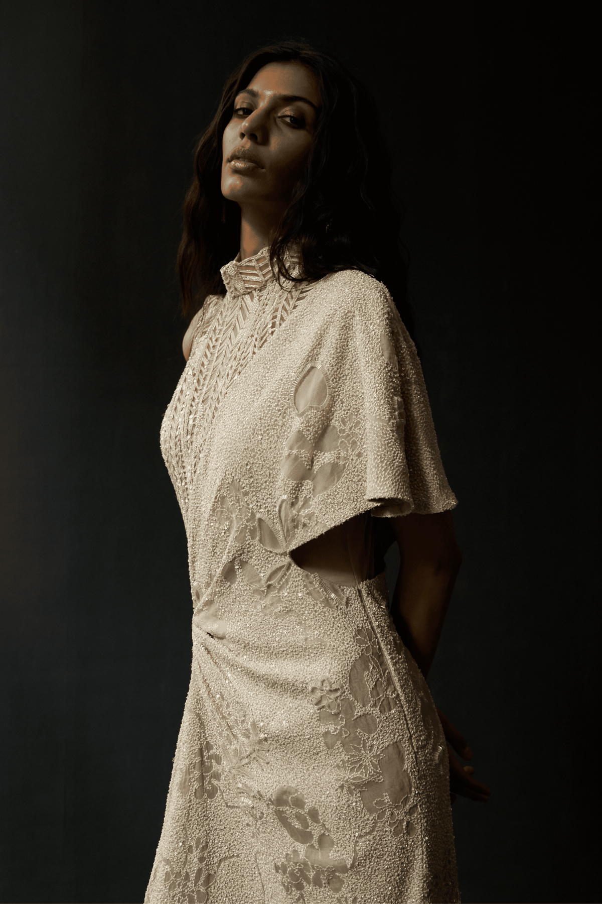 Nude Dot Botanical Drape Dress