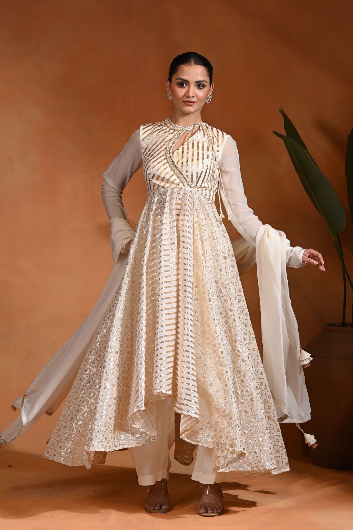Mastani Ivory Gold Anarkali Set
