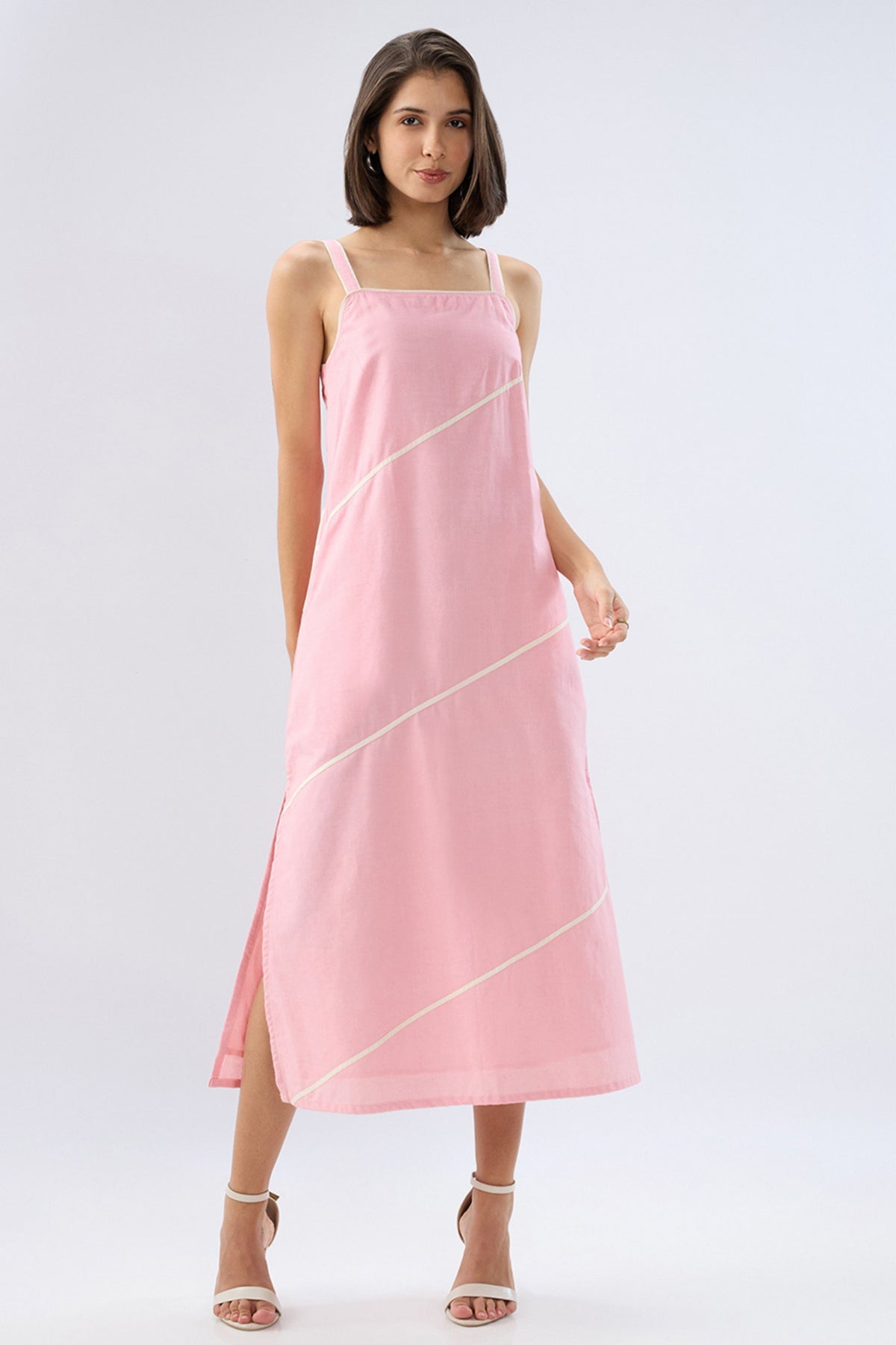 Pink Square Neck Column Dress