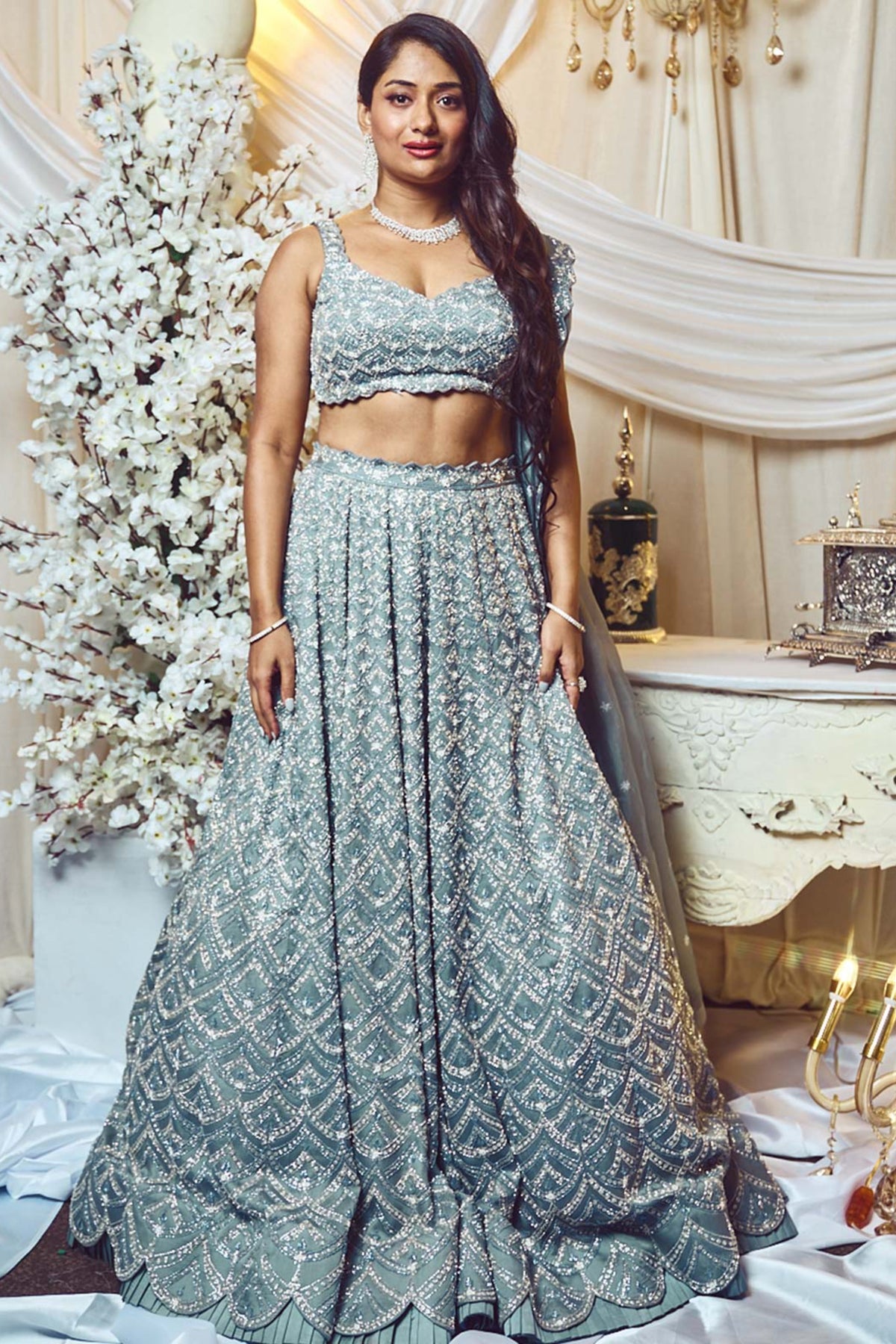 Smoke Gray Echo Lehenga Set