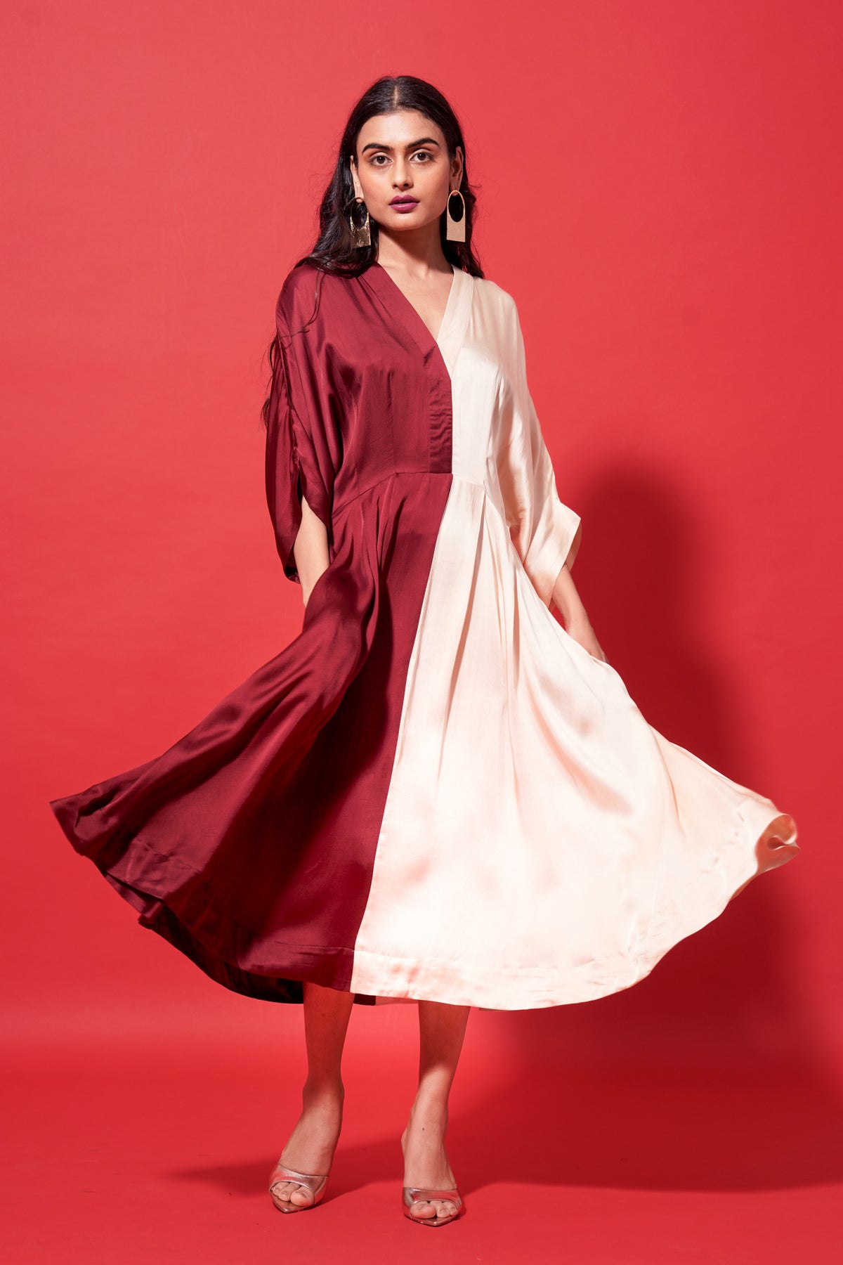 Ivory and Maroon Lumina Dress