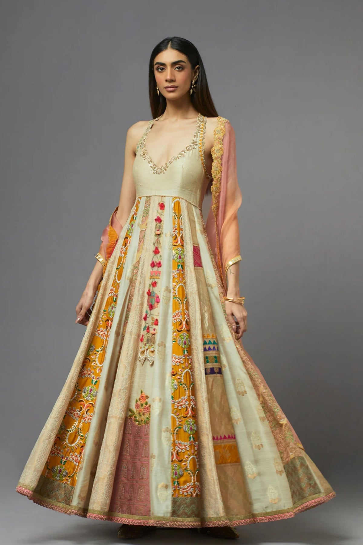 Ivory Embellished Anarkali Set