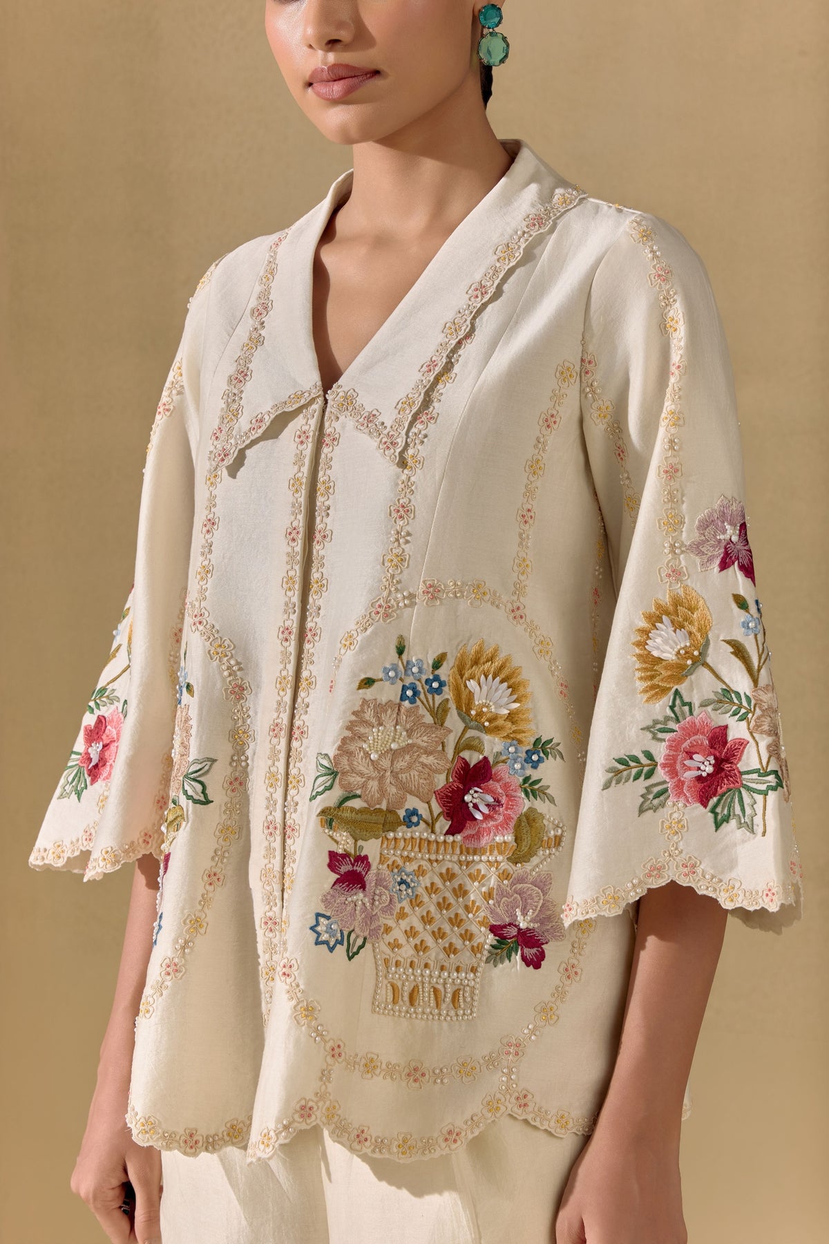 Ivory Floral Cordwork Jacket