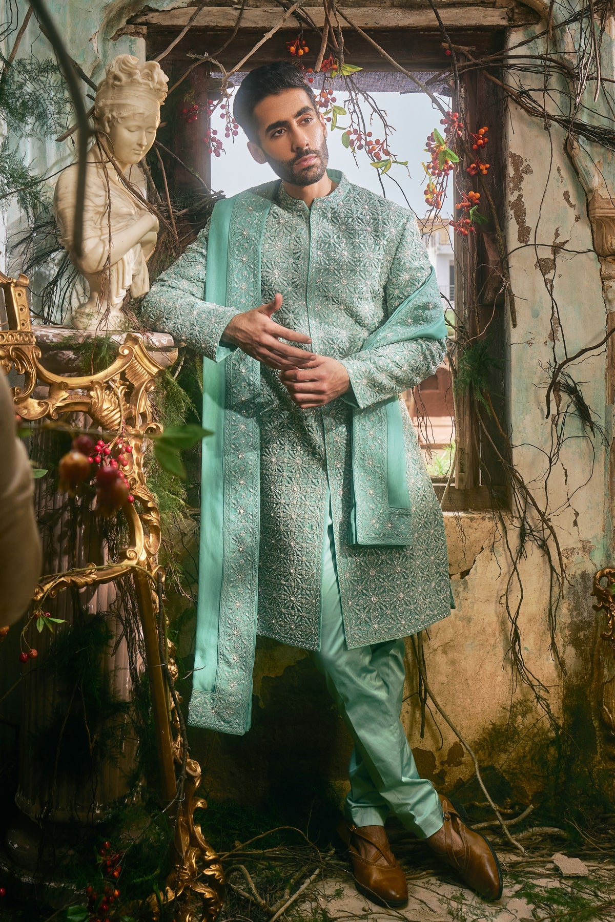 Hatchedline Sherwani Set