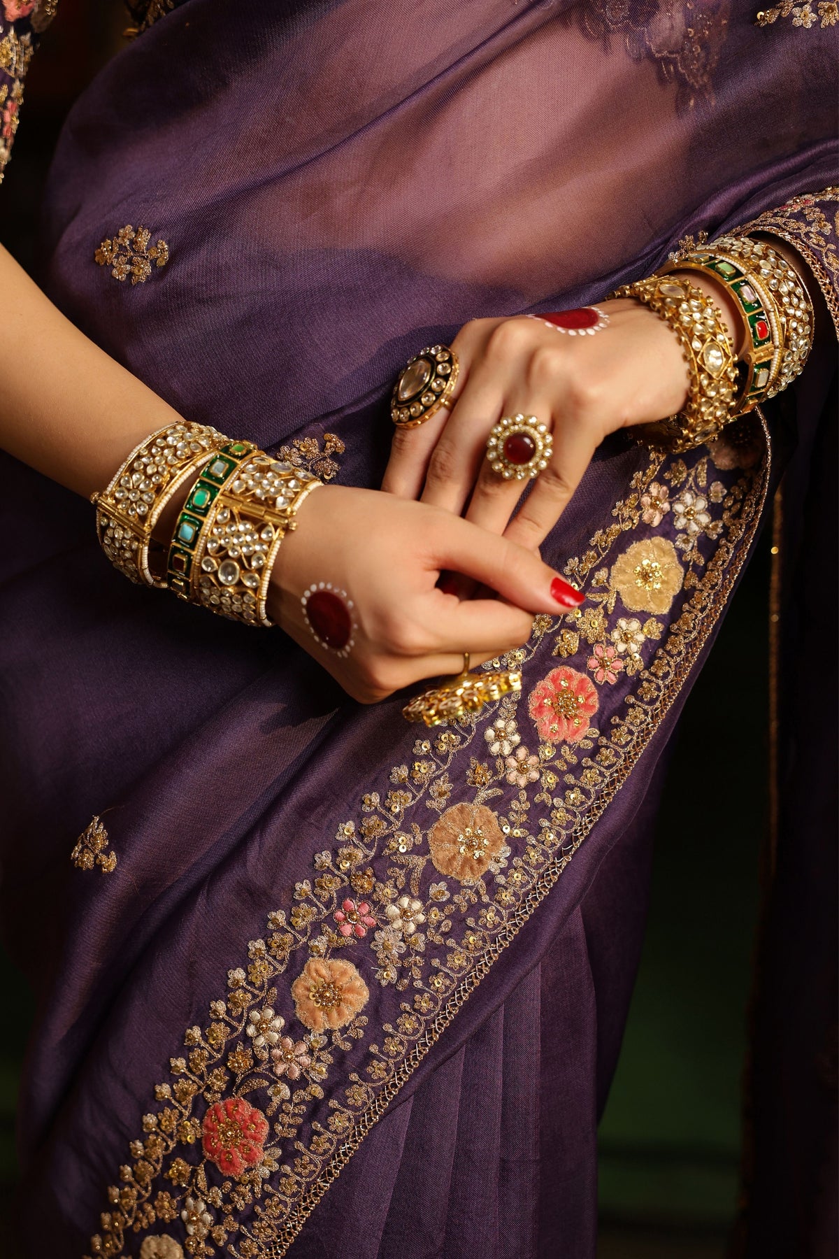 Ahista Purple Mayur Saree Set
