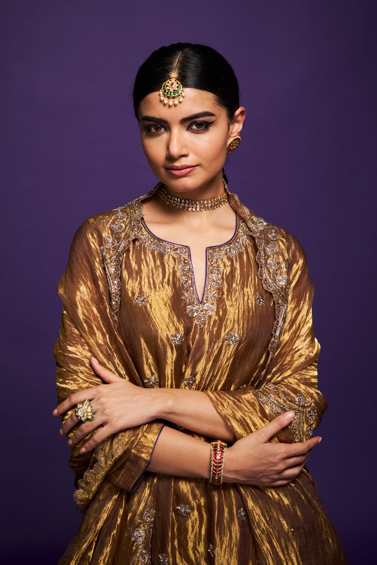 Golden Tissue Noor Sharara Set