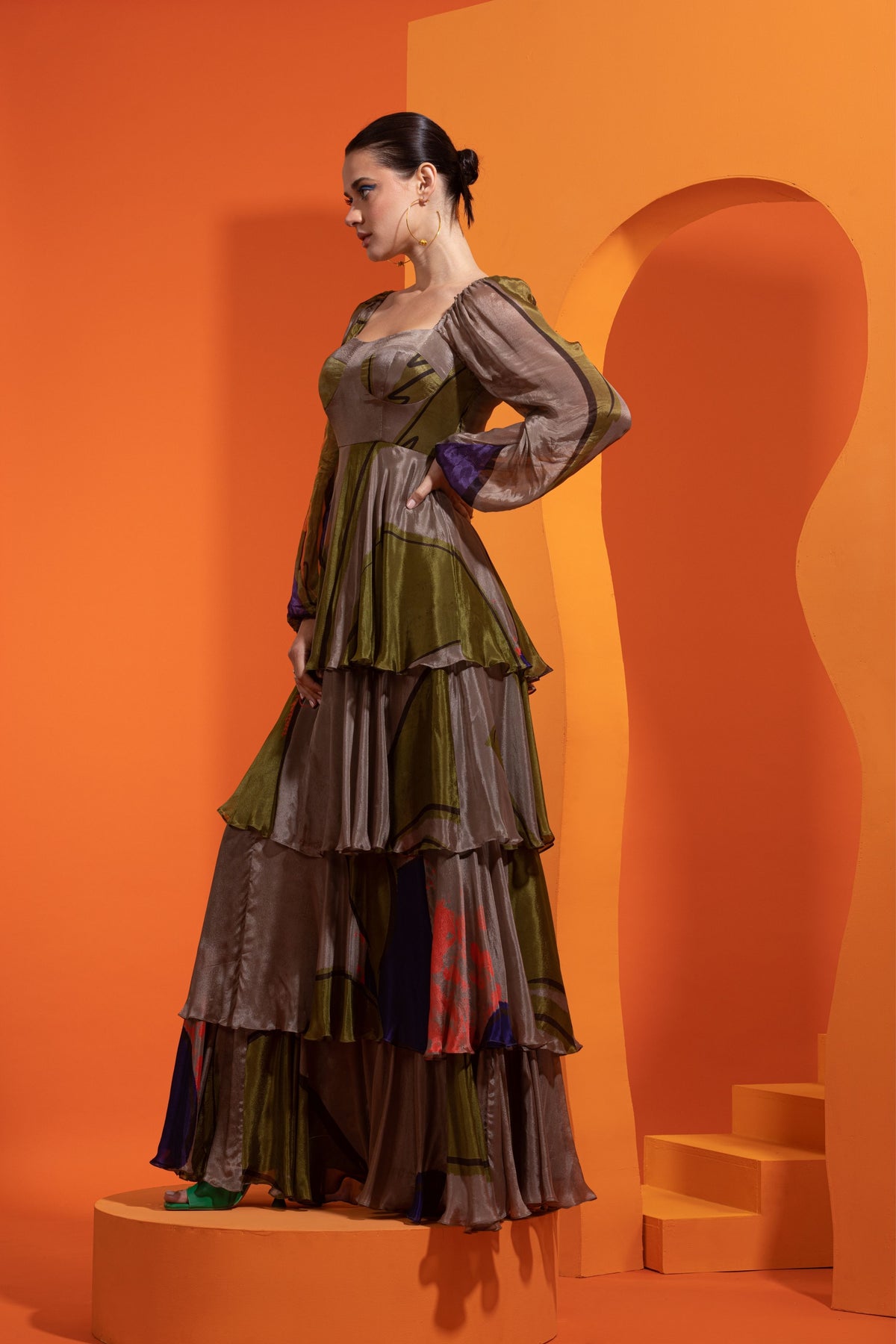 Artistic Printed Chiffn Dress