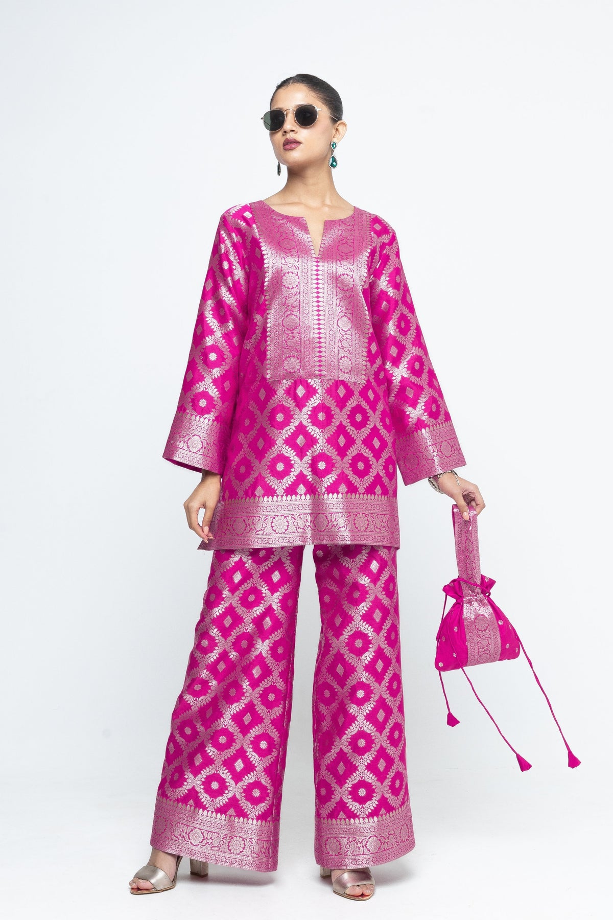 Heera  Jaal Pink Tunic Set
