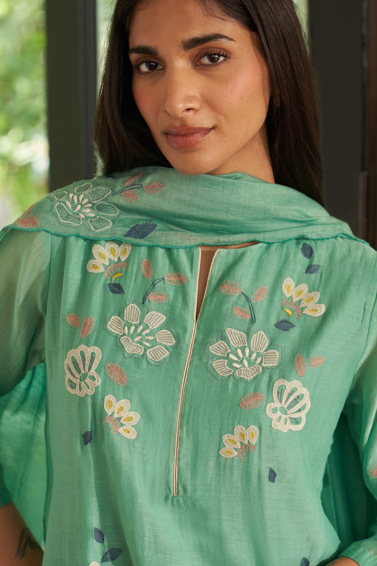 Mint Floral Kurta Set