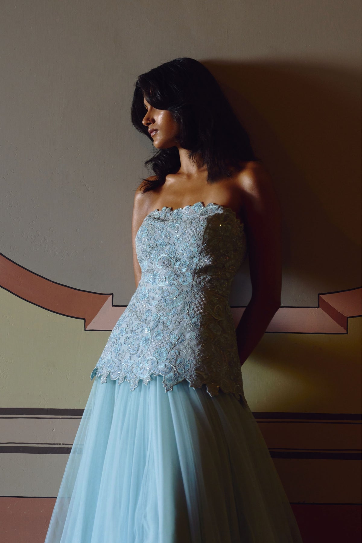 Powder Blue Skirt Set