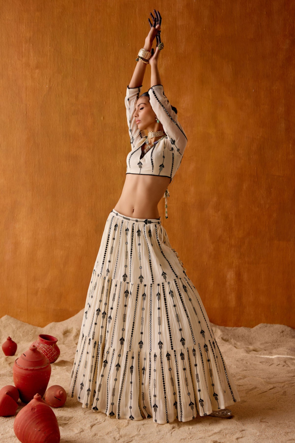 Criss Cross Lehenga Set