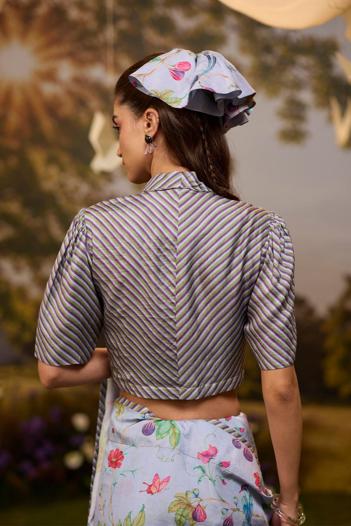Dappled Violet  Green Striped Blouse